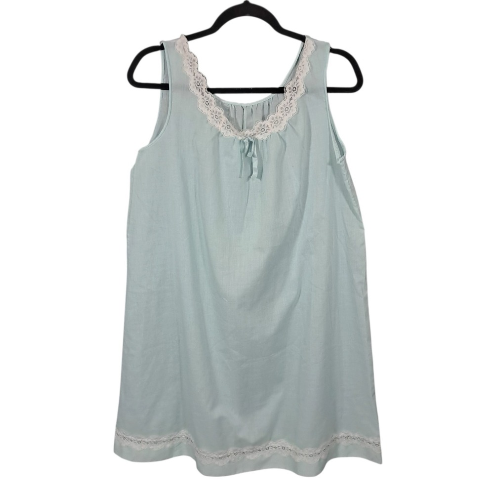Vintage Lorraine Nightgown Dress Womens Small Blue Lace Lightweight 60s VTG USA